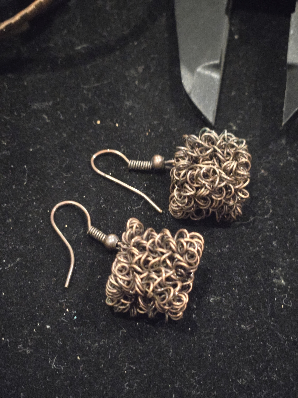Vintage Handcrafted Copper Wire Color Cluster Drop Earrings - Women Jewelry